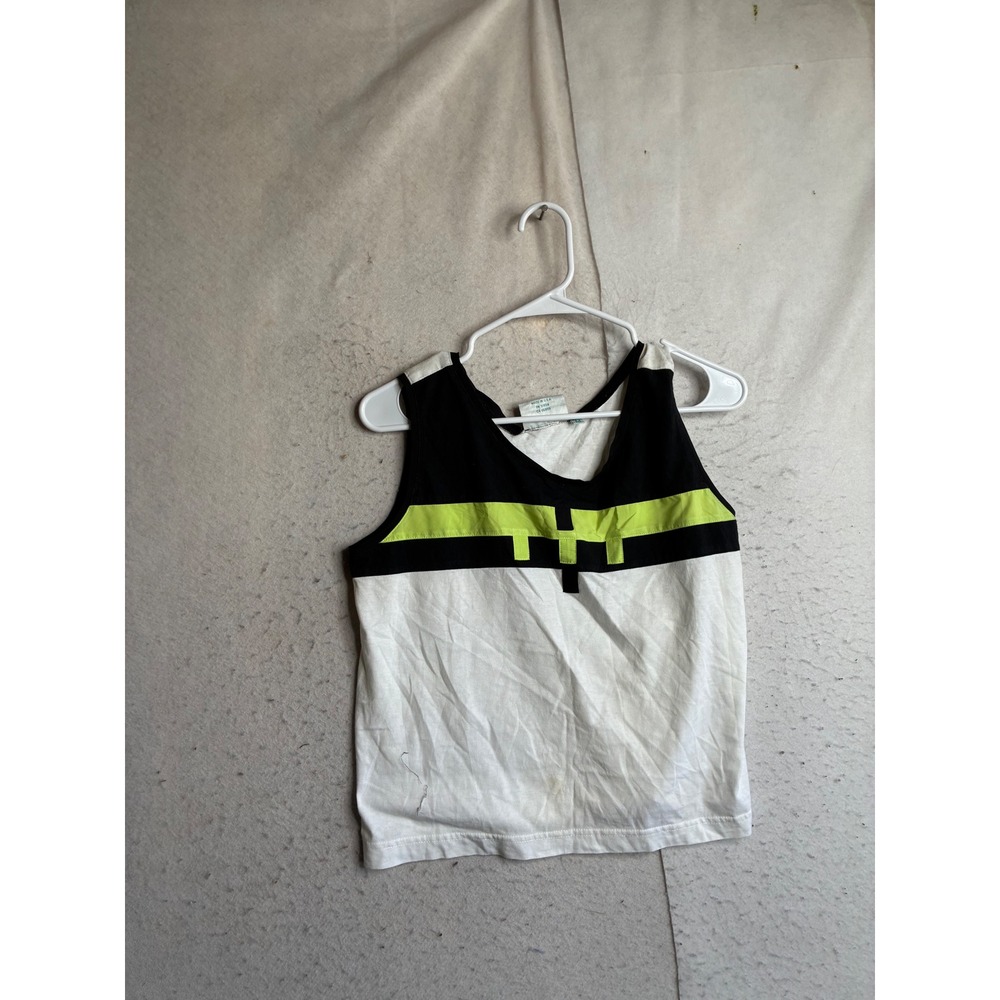 Lily's of Beverly Hills Vintage Colorblock Tank Top Neon Green Black White M